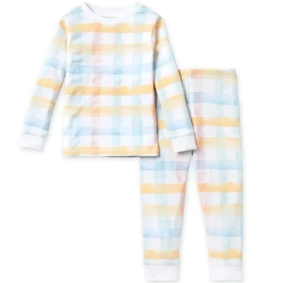 Burt’s Bees Baby Pastel Colored Plaid Organic Cotton Pajamas - Picture 1 of 7